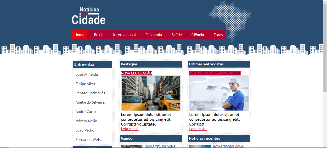  imagem do site de notícias