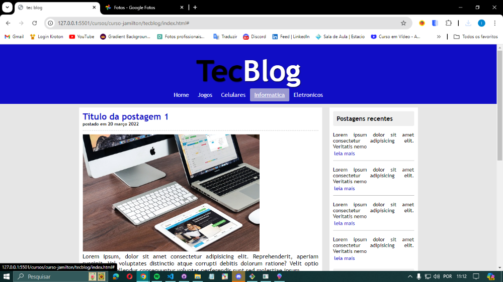  imagem do site de tecnologia